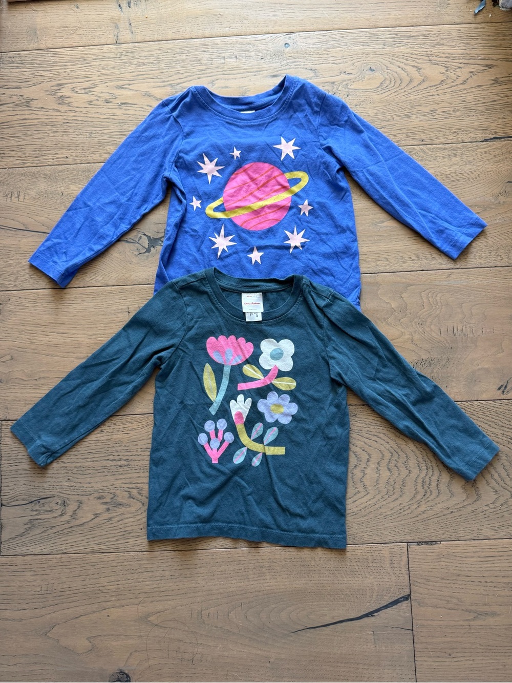 Hanna Andersson 3T Long Sleeve Graphic Tee Bundle – Flowers + Planet